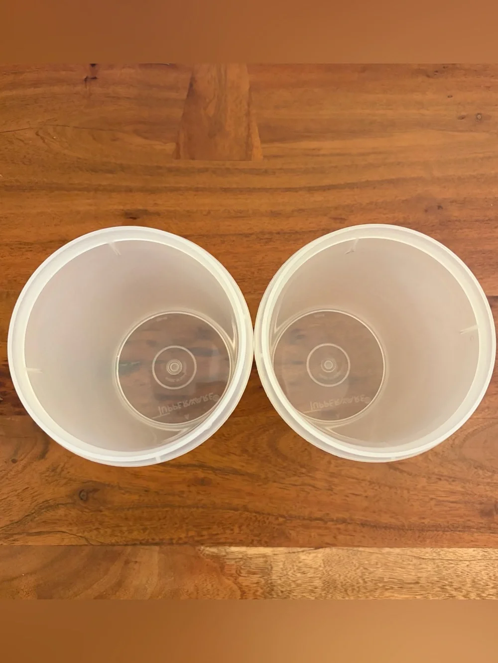 2 Vintage Tupperware Handolier #321 Containers Flip Top Country Blue Lid Cottage